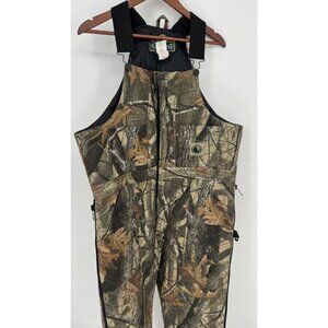 Hunters Camo Insulated Bib Overalls With Zippered Legs & Adjustable Straps